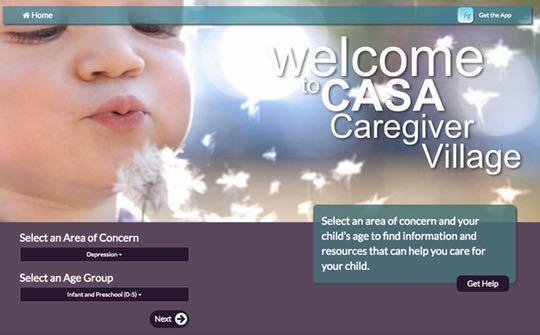 The CASA Caregiver App home page